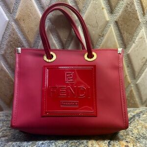 Fendi RARE red rubber & patent leather Fozzuolo
micro mini tote 🔥🔥🔥like new